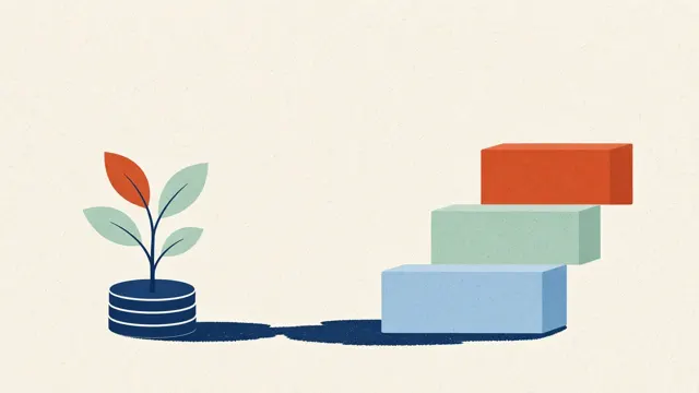 Planta que crece sobre monedas junto a una escalera de bloques