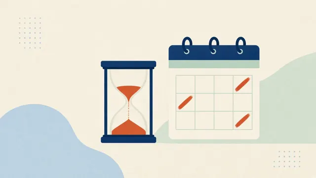 Reloj de arena junto a un calendario con días tachados